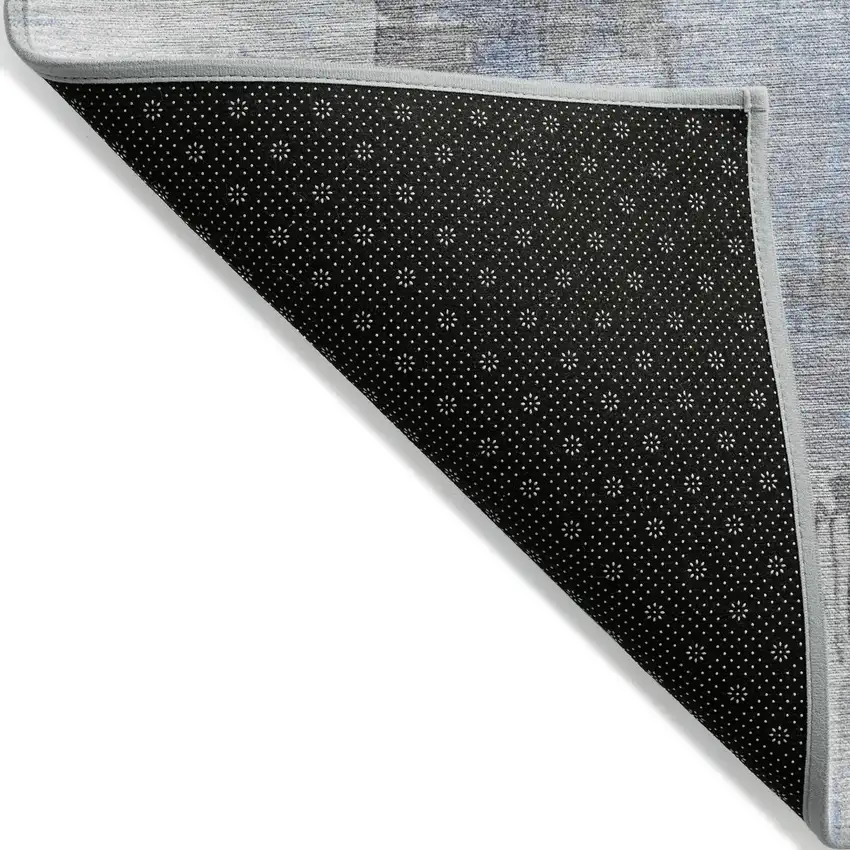 Denim Blue And Ivory Abstract Washable Indoor Outdoor Area Rug Photo 7