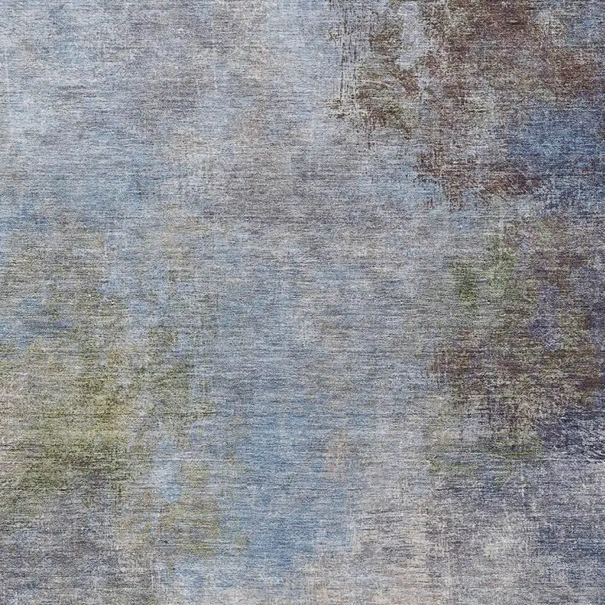 Denim Blue And Ivory Abstract Washable Indoor Outdoor Area Rug Photo 3