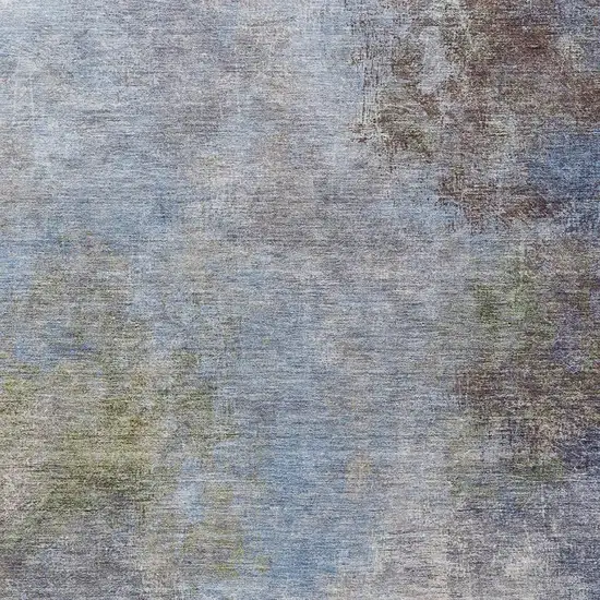 Denim Blue And Ivory Abstract Washable Indoor Outdoor Area Rug Photo 3