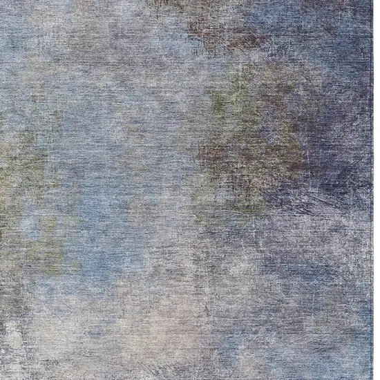 Denim Blue And Ivory Abstract Washable Indoor Outdoor Area Rug Photo 9