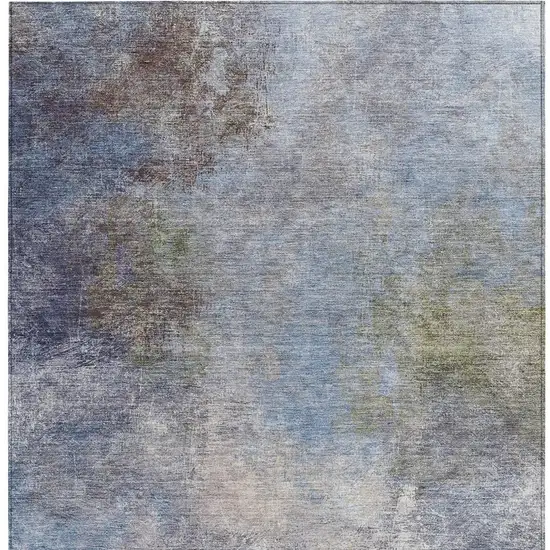 Denim Blue And Ivory Abstract Washable Indoor Outdoor Area Rug Photo 3