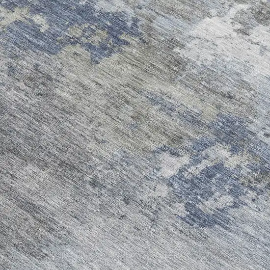 Denim Blue And Ivory Abstract Washable Indoor Outdoor Area Rug Photo 2