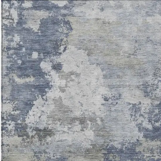 Denim Blue And Ivory Abstract Washable Indoor Outdoor Area Rug Photo 3