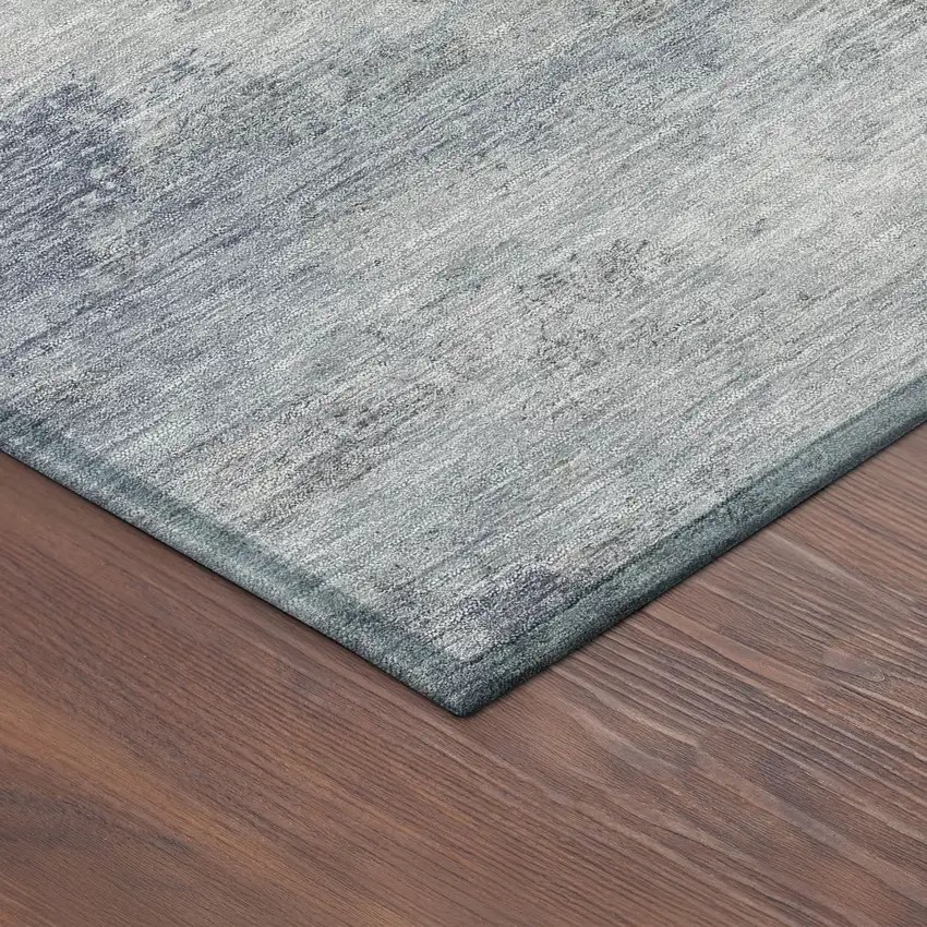 Denim Blue And Ivory Abstract Washable Indoor Outdoor Area Rug Photo 9