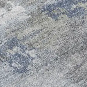 Photo of Denim Blue And Ivory Abstract Washable Indoor Outdoor Area Rug