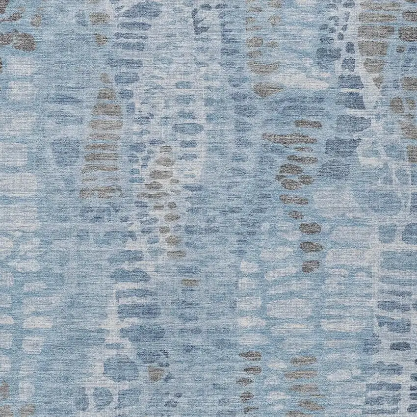 Denim Blue And Ivory Abstract Washable Indoor Outdoor Area Rug Photo 2