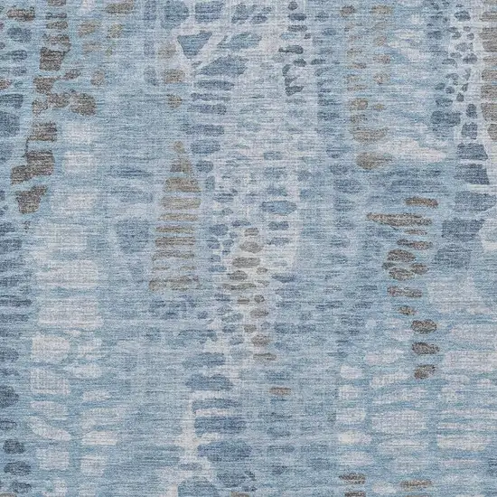 Denim Blue And Ivory Abstract Washable Indoor Outdoor Area Rug Photo 2