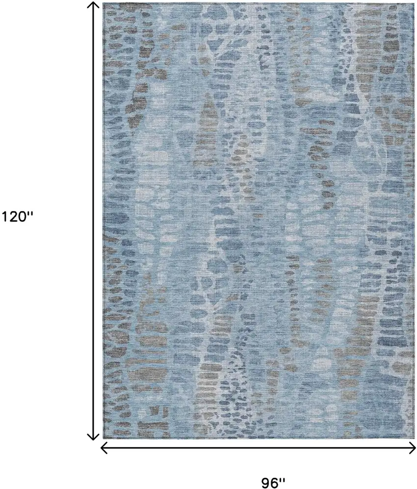 Denim Blue And Ivory Abstract Washable Indoor Outdoor Area Rug Photo 7