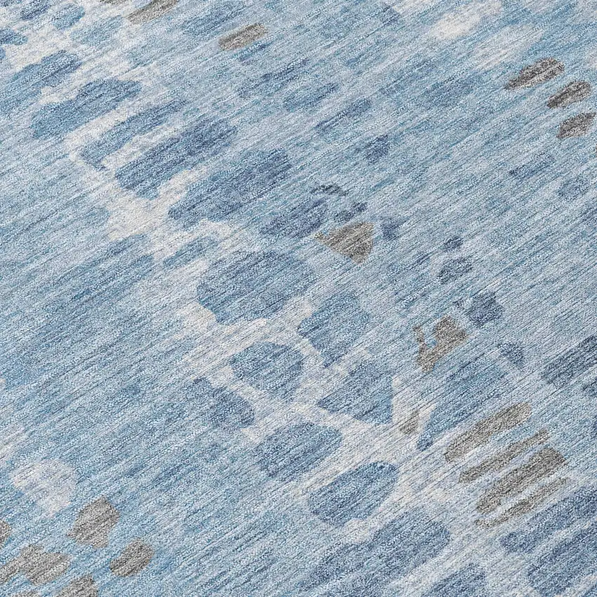 Denim Blue And Ivory Abstract Washable Indoor Outdoor Area Rug Photo 6