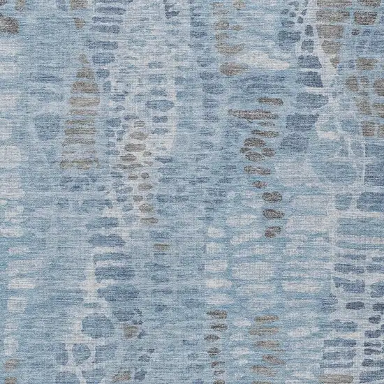 Denim Blue And Ivory Abstract Washable Indoor Outdoor Area Rug Photo 2