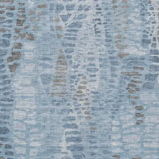 Denim Blue And Ivory Abstract Washable Indoor Outdoor Area Rug Photo 2