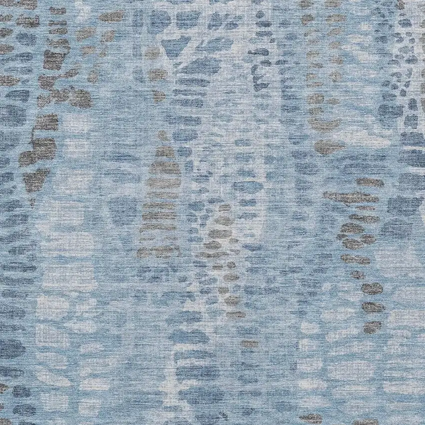 Denim Blue And Ivory Abstract Washable Indoor Outdoor Area Rug Photo 2