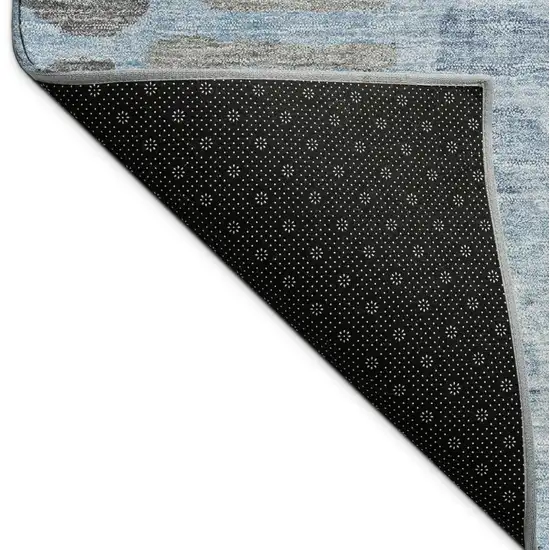 Denim Blue And Ivory Abstract Washable Indoor Outdoor Area Rug Photo 4