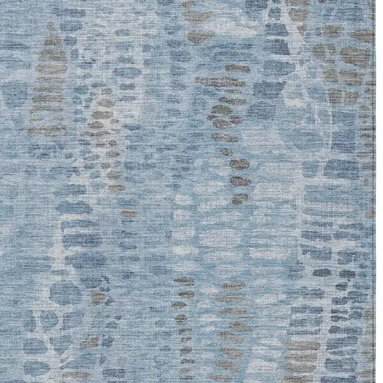 Denim Blue And Ivory Abstract Washable Indoor Outdoor Area Rug Photo 2