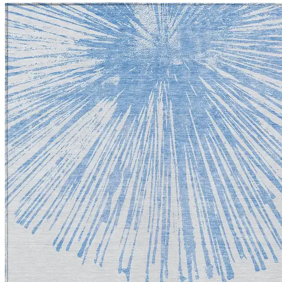 Denim Blue And Ivory Abstract Washable Indoor Outdoor Area Rug Photo 4