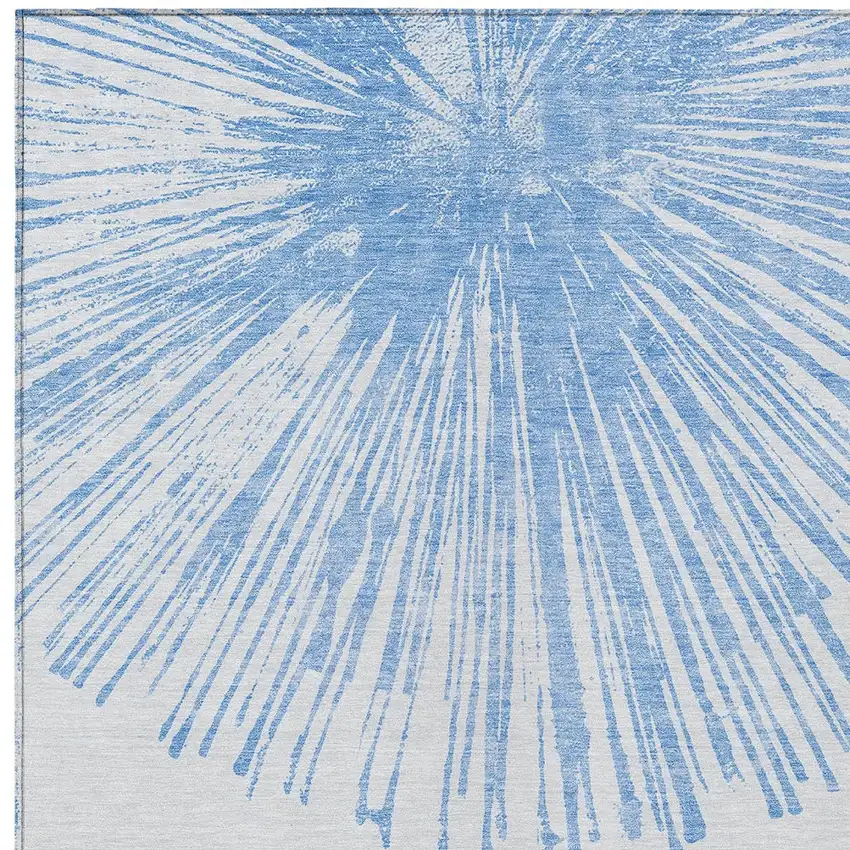 Denim Blue And Ivory Abstract Washable Indoor Outdoor Area Rug Photo 4