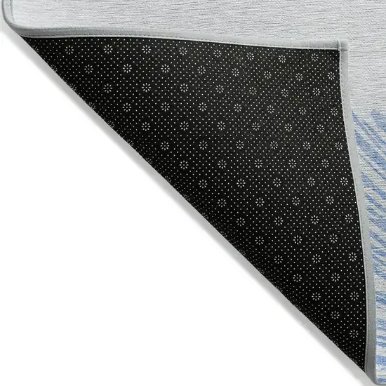 Denim Blue And Ivory Abstract Washable Indoor Outdoor Area Rug Photo 3