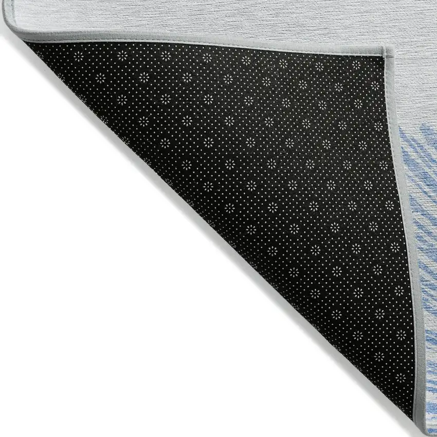 Denim Blue And Ivory Abstract Washable Indoor Outdoor Area Rug Photo 3
