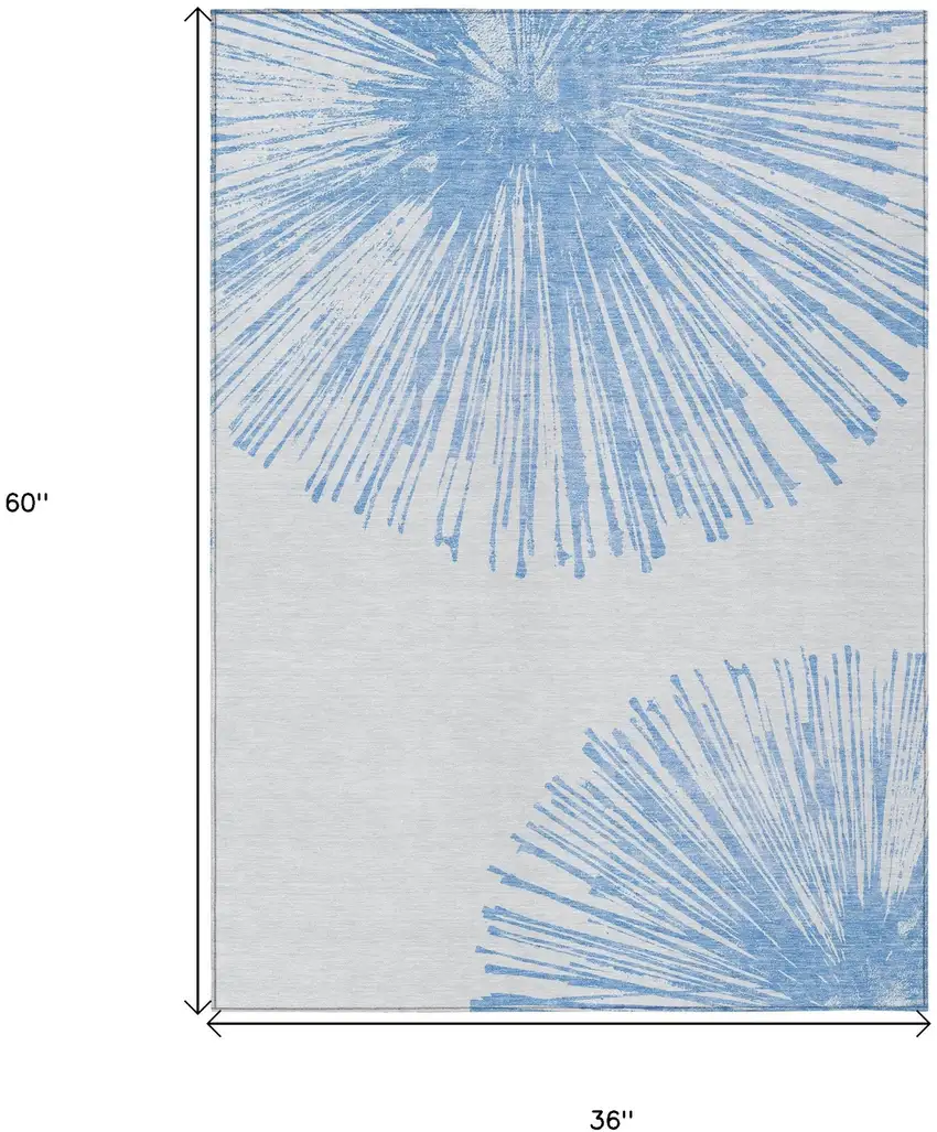 Denim Blue And Ivory Abstract Washable Indoor Outdoor Area Rug Photo 3