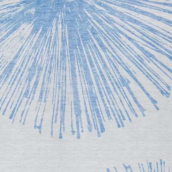 Denim Blue And Ivory Abstract Washable Indoor Outdoor Area Rug Photo 3