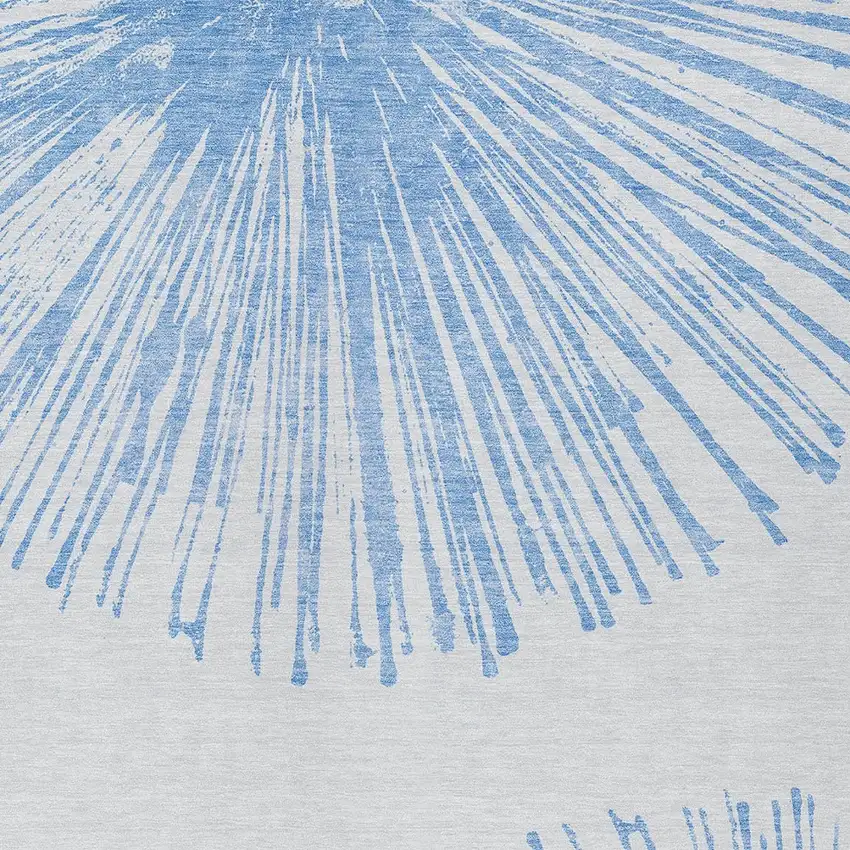 Denim Blue And Ivory Abstract Washable Indoor Outdoor Area Rug Photo 3