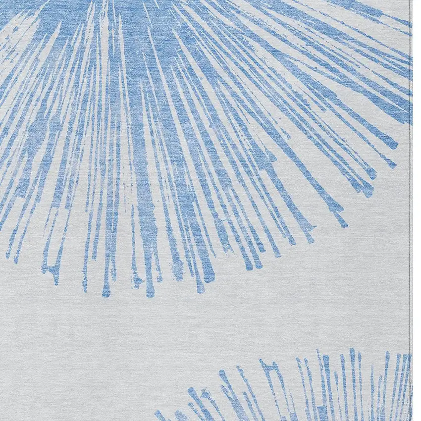 Denim Blue And Ivory Abstract Washable Indoor Outdoor Area Rug Photo 3