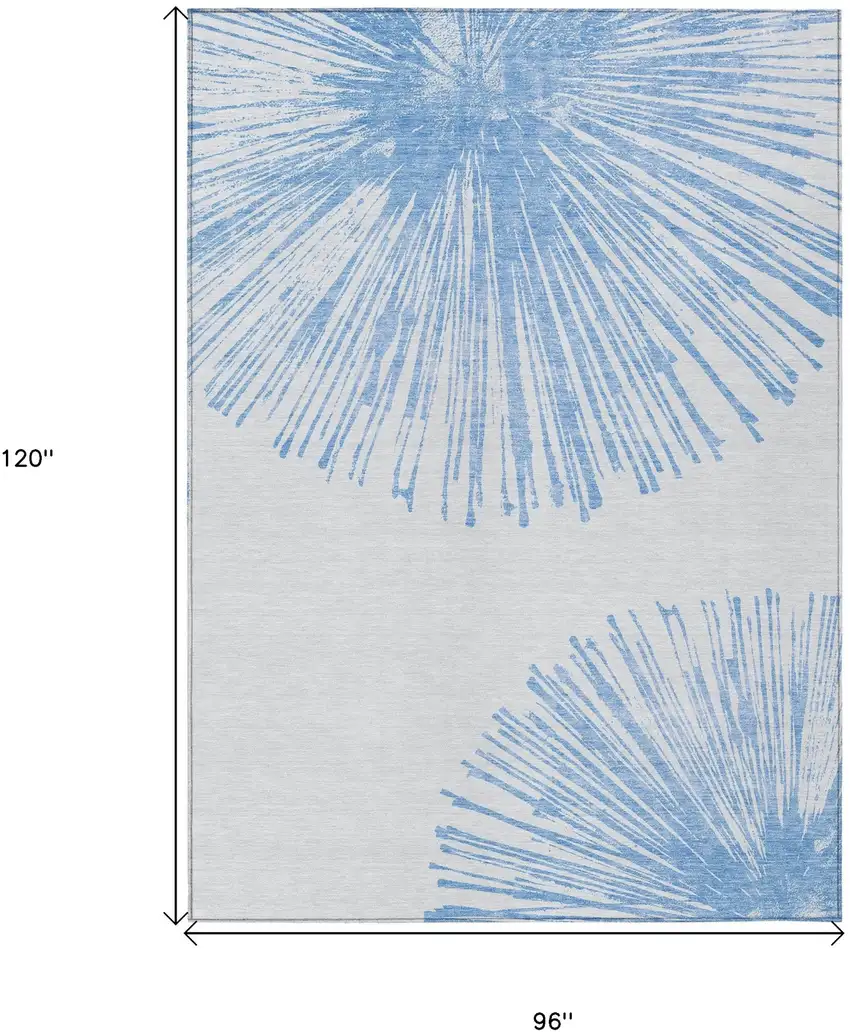 Denim Blue And Ivory Abstract Washable Indoor Outdoor Area Rug Photo 9