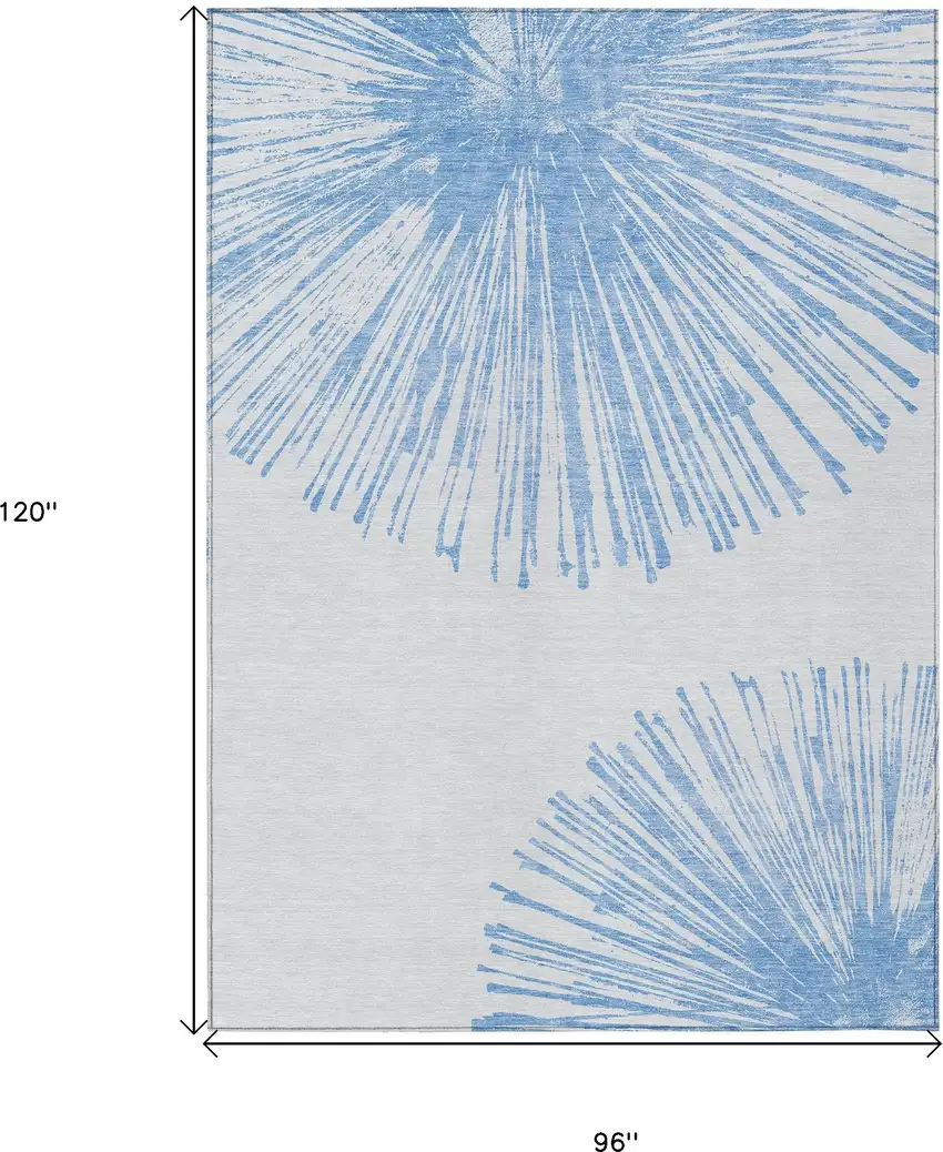 Denim Blue And Ivory Abstract Washable Indoor Outdoor Area Rug Photo 9
