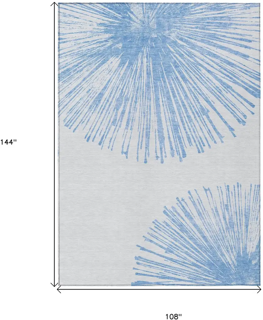 Denim Blue And Ivory Abstract Washable Indoor Outdoor Area Rug Photo 9