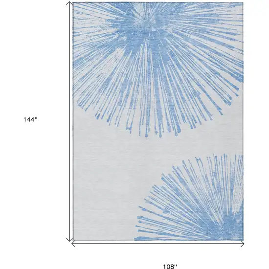 Denim Blue And Ivory Abstract Washable Indoor Outdoor Area Rug Photo 9