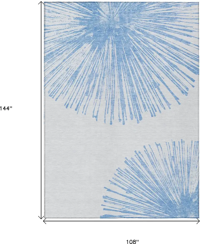 Denim Blue And Ivory Abstract Washable Indoor Outdoor Area Rug Photo 9