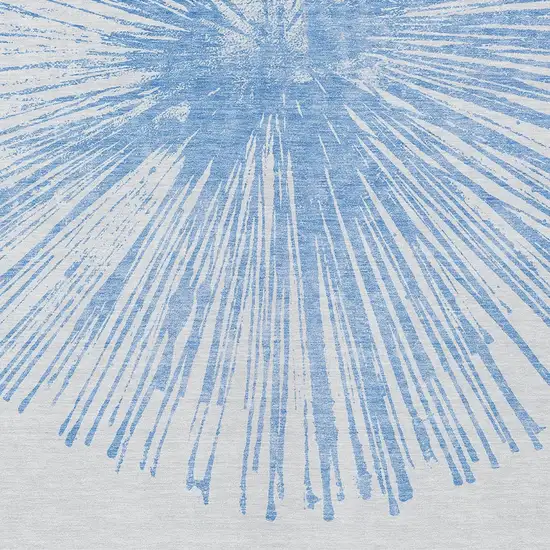 Denim Blue And Ivory Abstract Washable Indoor Outdoor Area Rug Photo 3