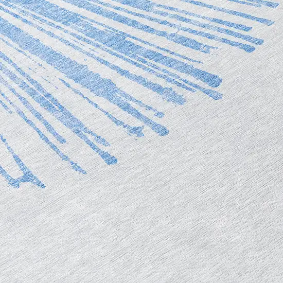 Denim Blue And Ivory Abstract Washable Indoor Outdoor Area Rug Photo 8