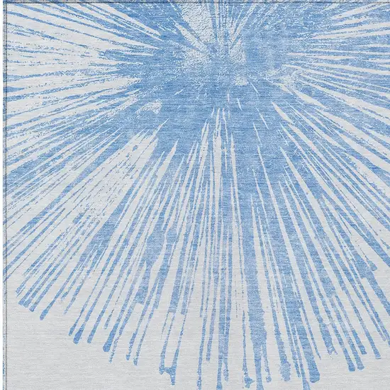 Denim Blue And Ivory Abstract Washable Indoor Outdoor Area Rug Photo 3