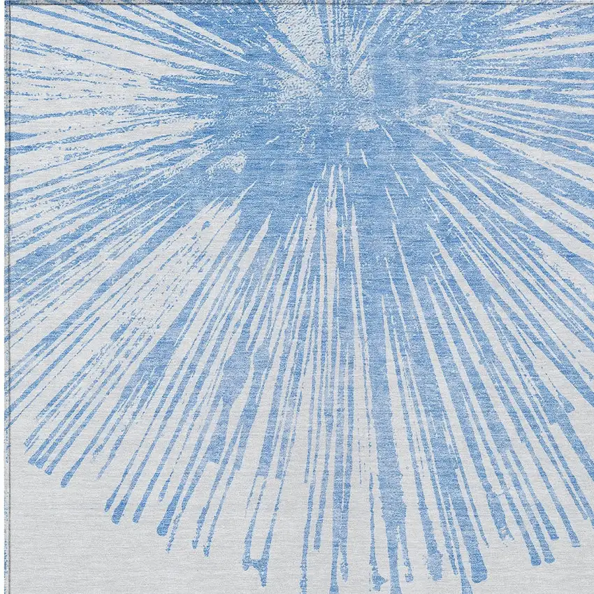 Denim Blue And Ivory Abstract Washable Indoor Outdoor Area Rug Photo 3