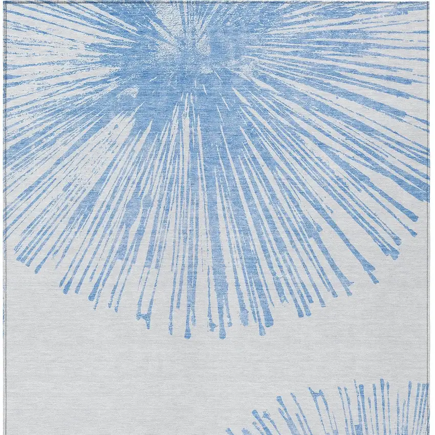 Denim Blue And Ivory Abstract Washable Indoor Outdoor Area Rug Photo 5