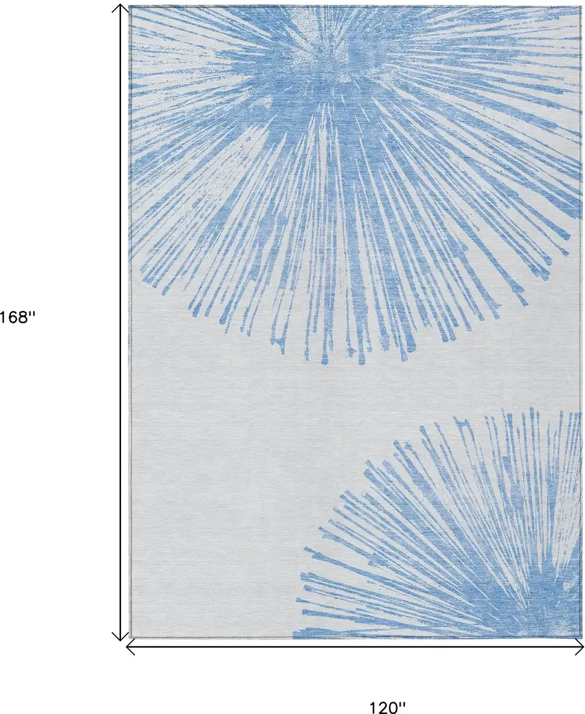 Denim Blue And Ivory Abstract Washable Indoor Outdoor Area Rug Photo 9