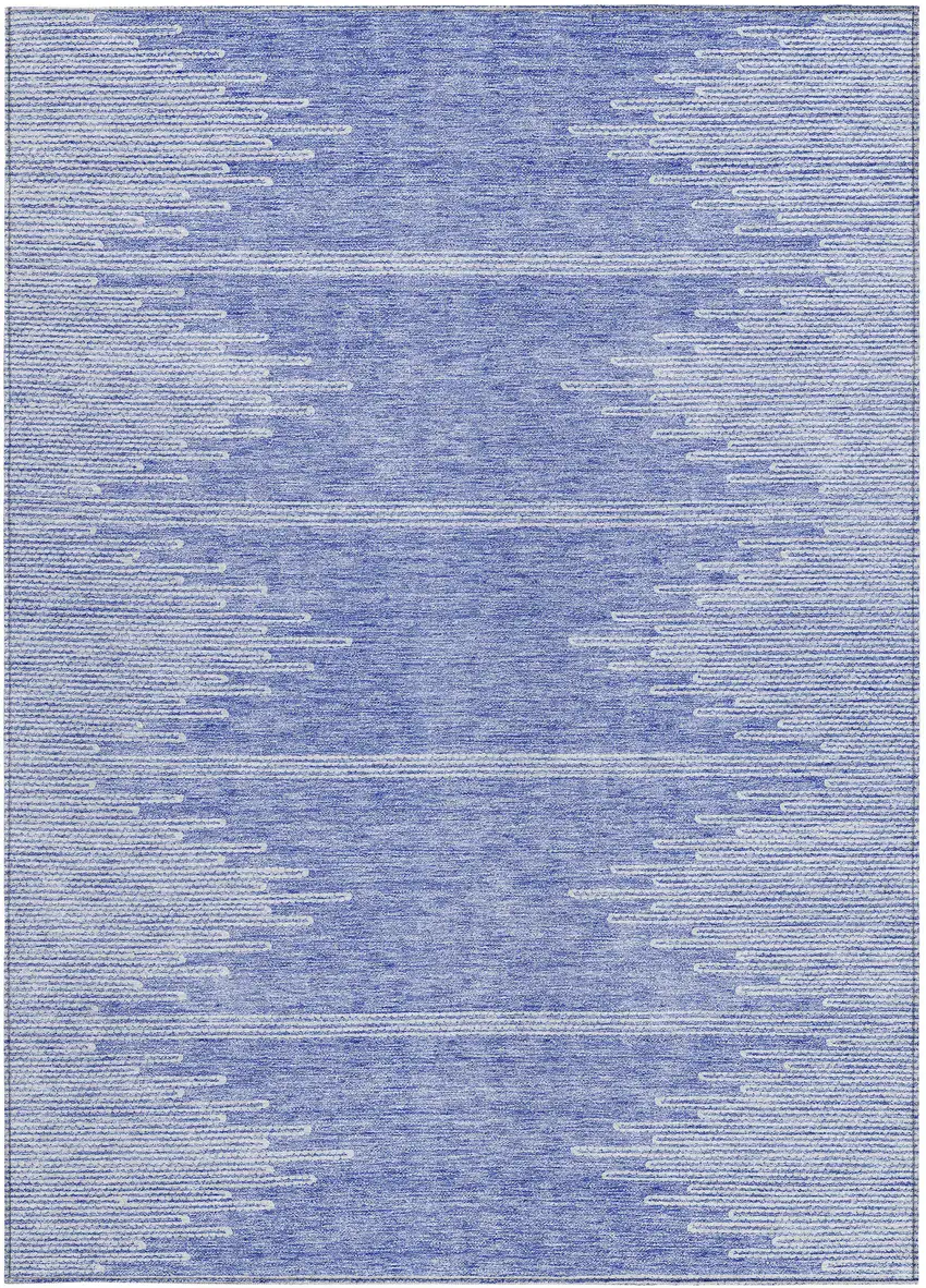Denim Blue And Ivory Abstract Washable Indoor Outdoor Area Rug Photo 5