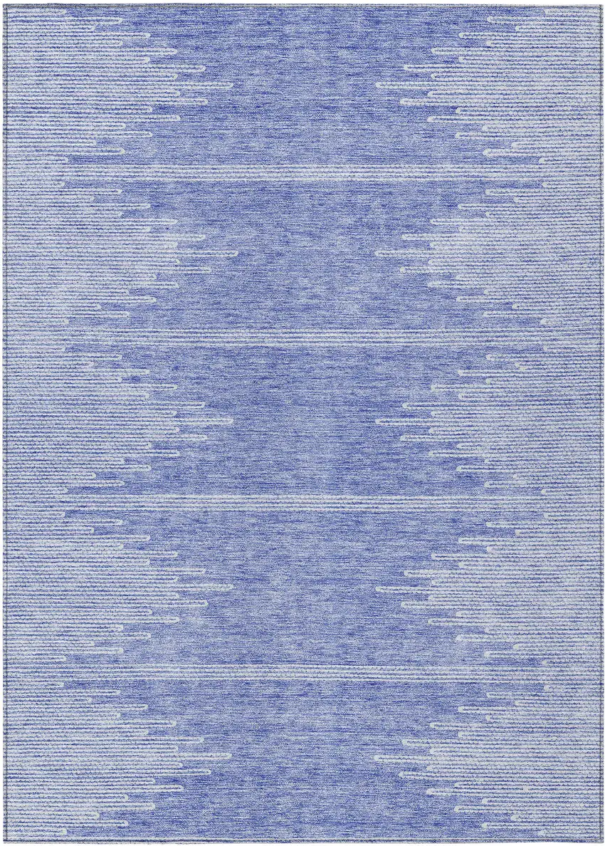 Denim Blue And Ivory Abstract Washable Indoor Outdoor Area Rug Photo 2