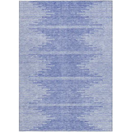 Denim Blue And Ivory Abstract Washable Indoor Outdoor Area Rug Photo 7