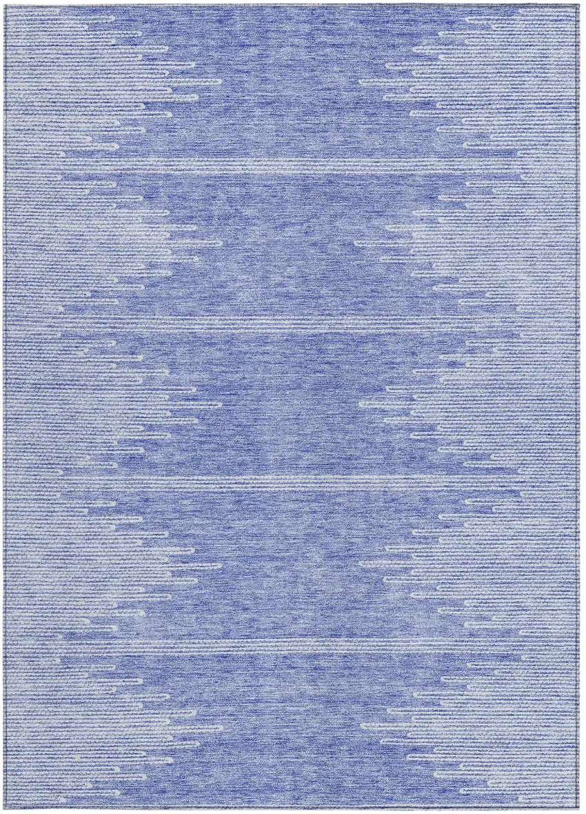 Denim Blue And Ivory Abstract Washable Indoor Outdoor Area Rug Photo 7