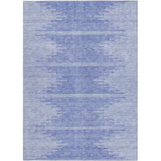 Denim Blue And Ivory Abstract Washable Indoor Outdoor Area Rug Photo 7