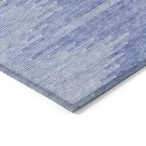 Photo of Denim Blue And Ivory Abstract Washable Indoor Outdoor Area Rug