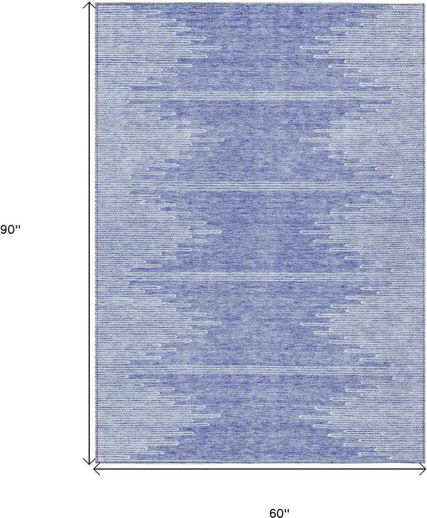 Denim Blue And Ivory Abstract Washable Indoor Outdoor Area Rug Photo 3