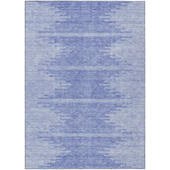 Denim Blue And Ivory Abstract Washable Indoor Outdoor Area Rug Photo 2