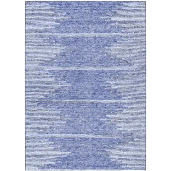 Denim Blue And Ivory Abstract Washable Indoor Outdoor Area Rug Photo 2