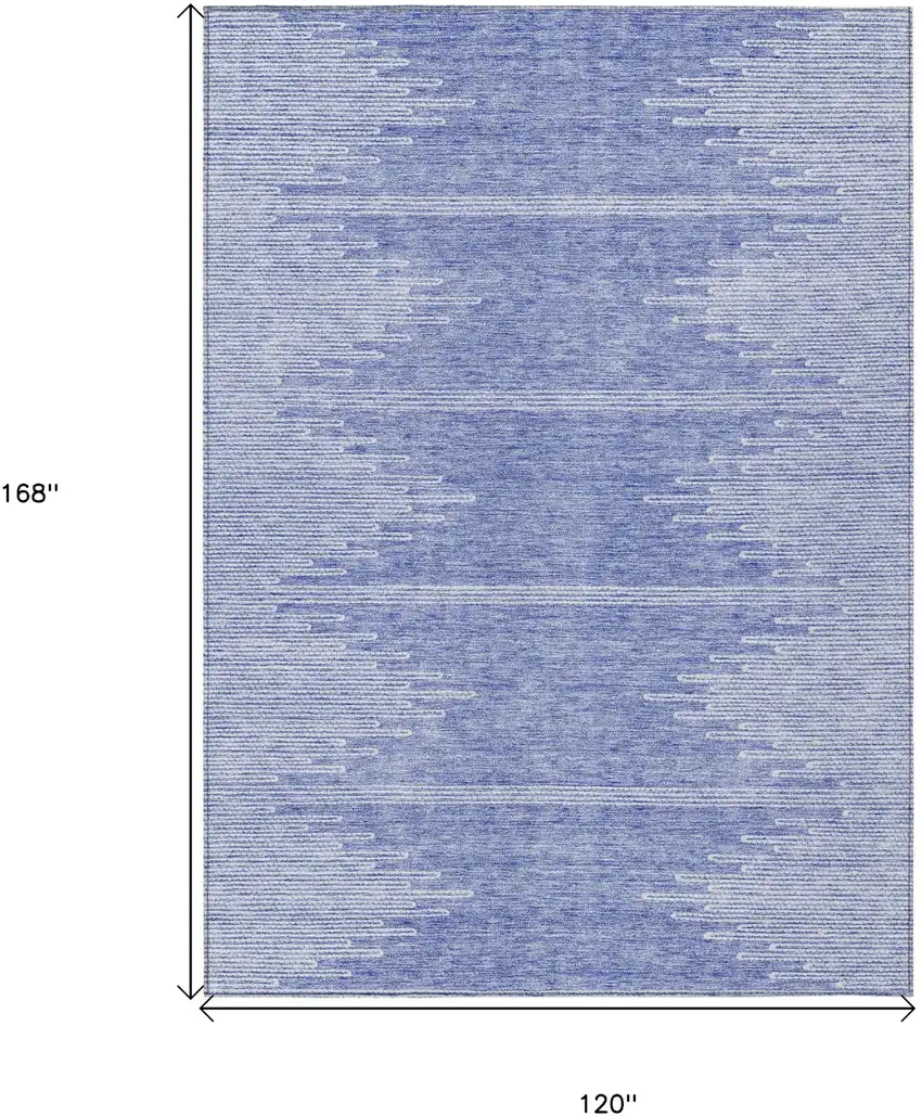 Denim Blue And Ivory Abstract Washable Indoor Outdoor Area Rug Photo 3