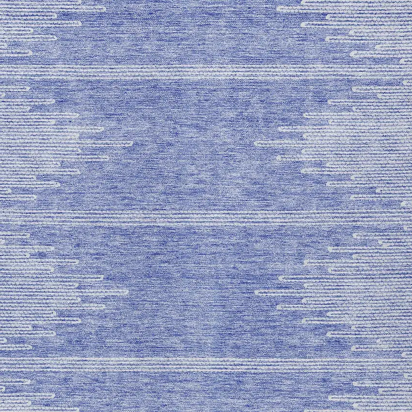 Denim Blue And Ivory Abstract Washable Indoor Outdoor Area Rug Photo 6