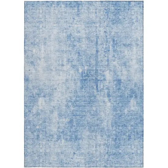 Denim Blue And Ivory Abstract Washable Indoor Outdoor Area Rug Photo 6