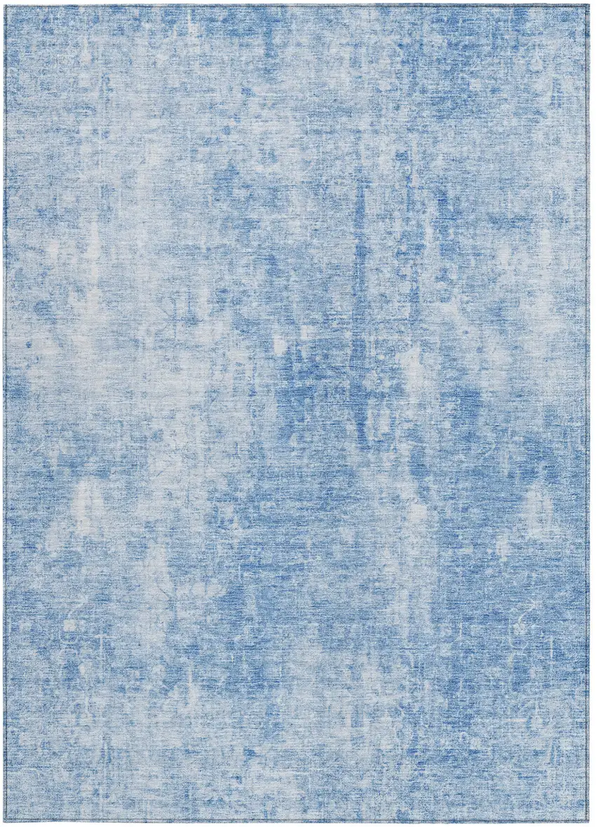 Denim Blue And Ivory Abstract Washable Indoor Outdoor Area Rug Photo 6